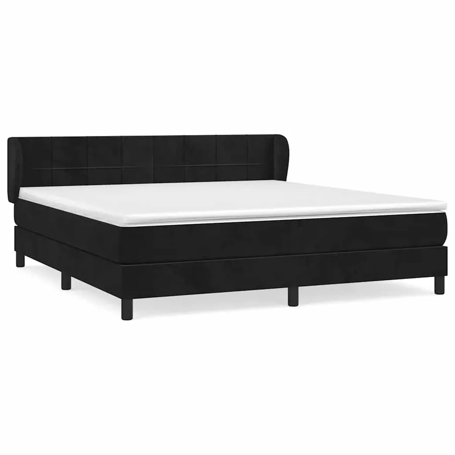 Sommier à lattes de lit et matelas Noir 160x200 cm Velours - 2