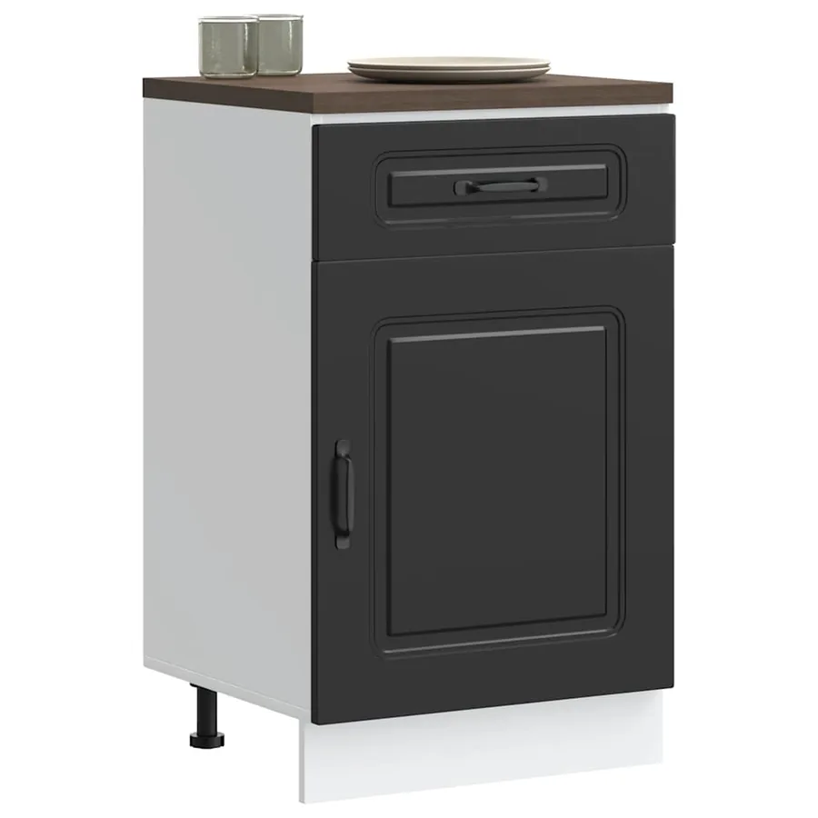 Armoire de cuisine Kalmar noir bois d'ingénierie
