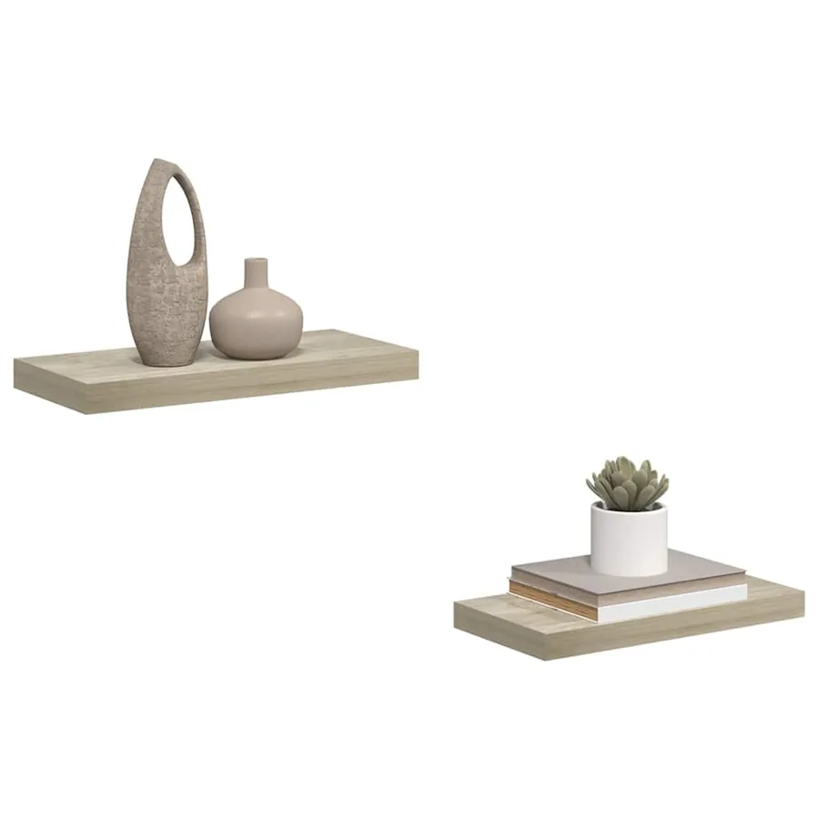 Étagères murales flottantes 2 pcs chêne 50x23,5x3,8 cm MDF - 5