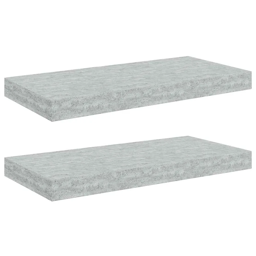 Étagères murales flottantes 2 pcs gris béton 50x23,5x3,8 cm MDF - 2