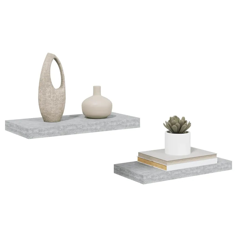 Étagères murales flottantes 2 pcs gris béton 50x23,5x3,8 cm MDF - 5
