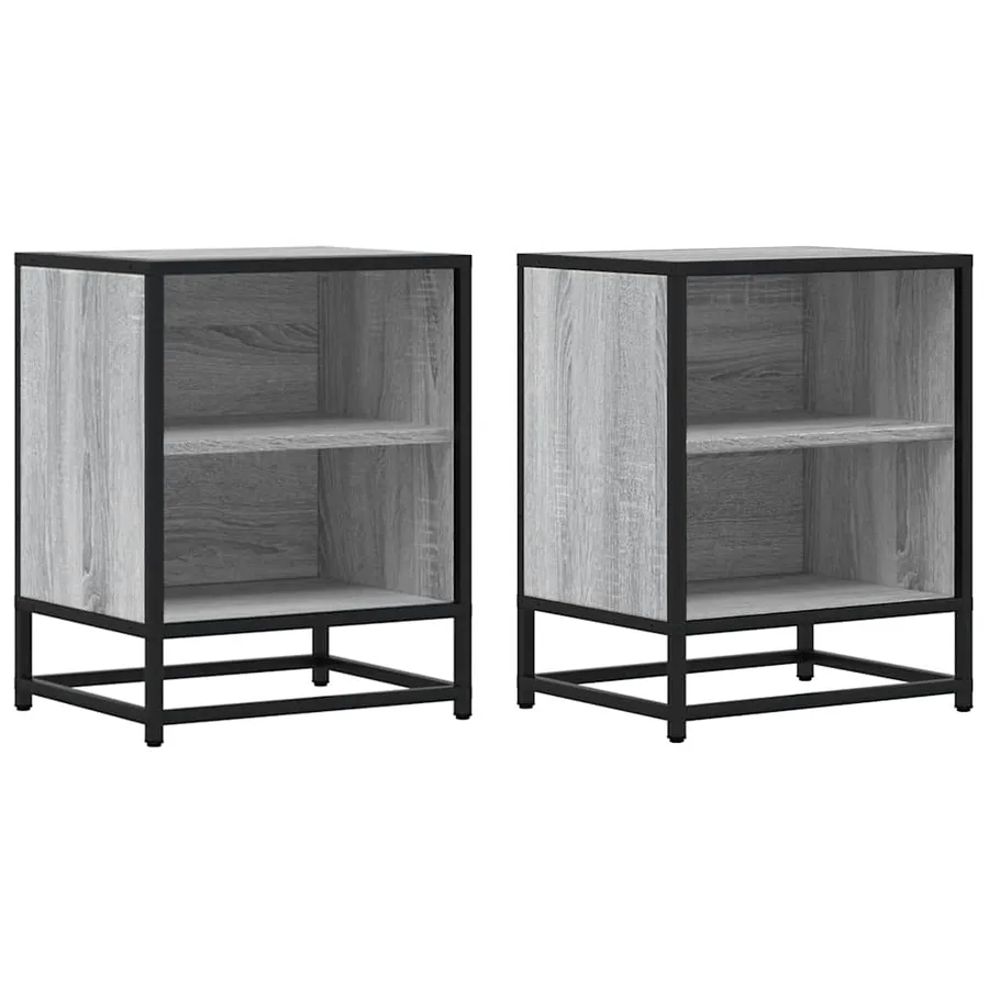 Tables de chevet 2 pcs sonoma gris bois d'ingénierie et métal - 2