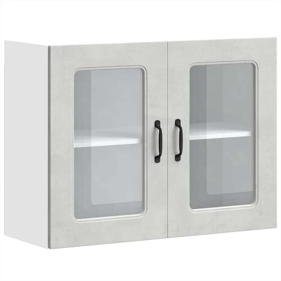 Armoire murale de cuisine avec porte en verre Kalmar gris béton - 2