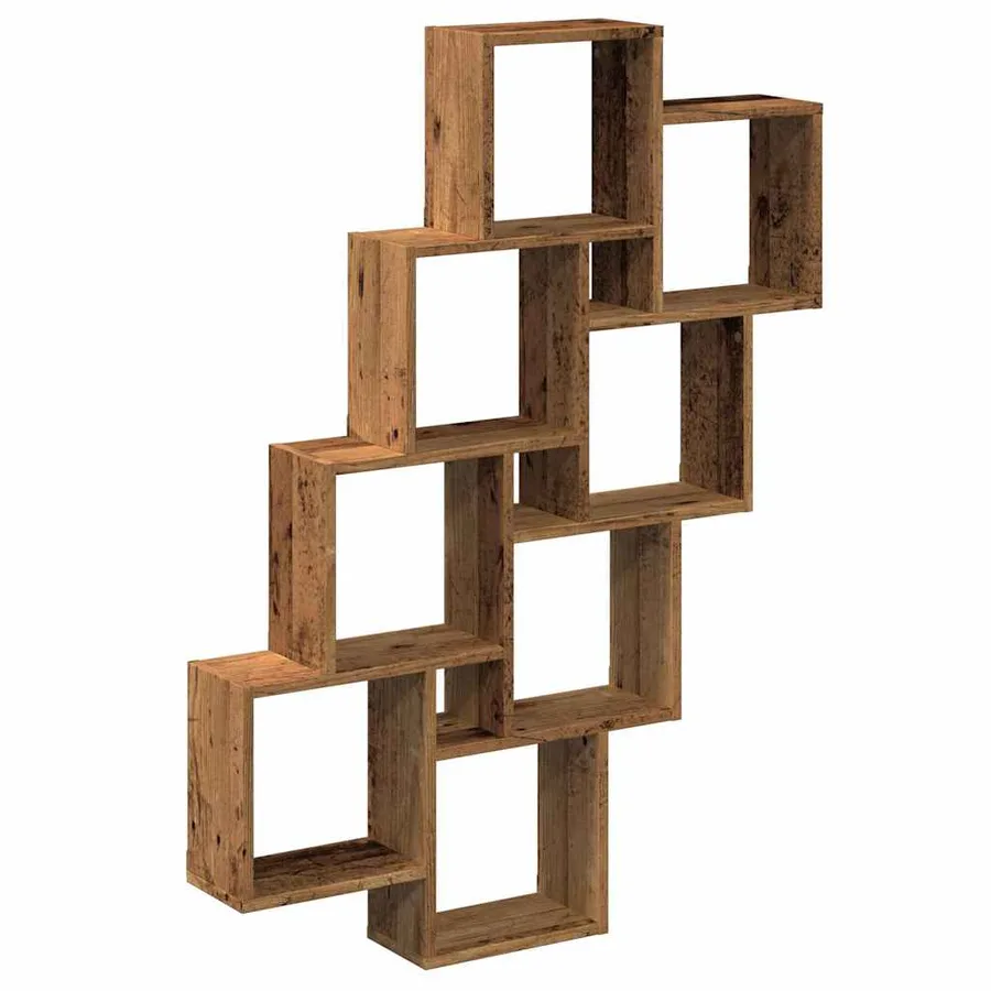 Étagère murale en forme de cube vieux bois 90x15x119,5 cm - 2
