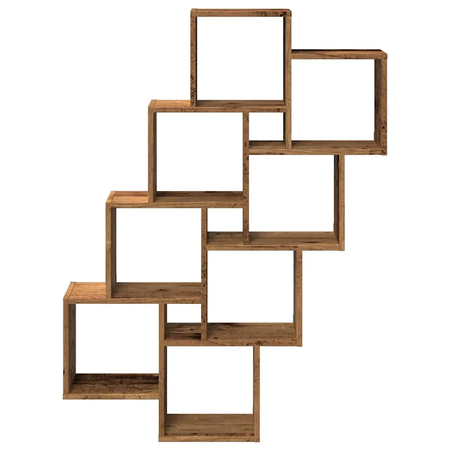 Étagère murale en forme de cube vieux bois 90x15x119,5 cm - 4