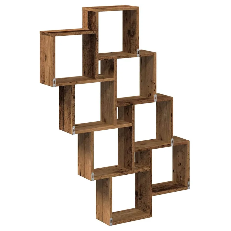 Étagère murale en forme de cube vieux bois 90x15x119,5 cm - 6