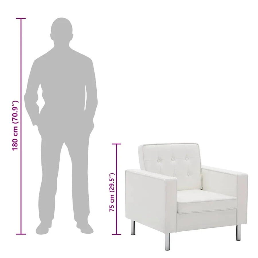 Fauteuil Blanc 75x70x75 cm Similicuir - 8