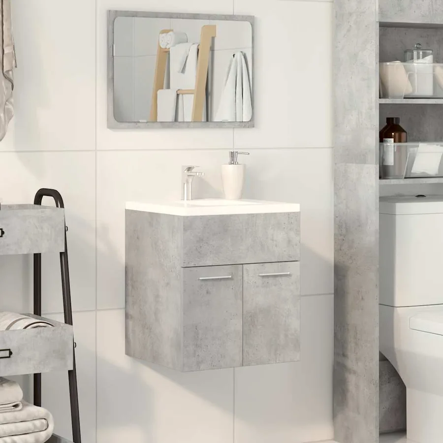 Armoire de lavabo de salle de bain gris béton 41x38,5x46 cm - 3