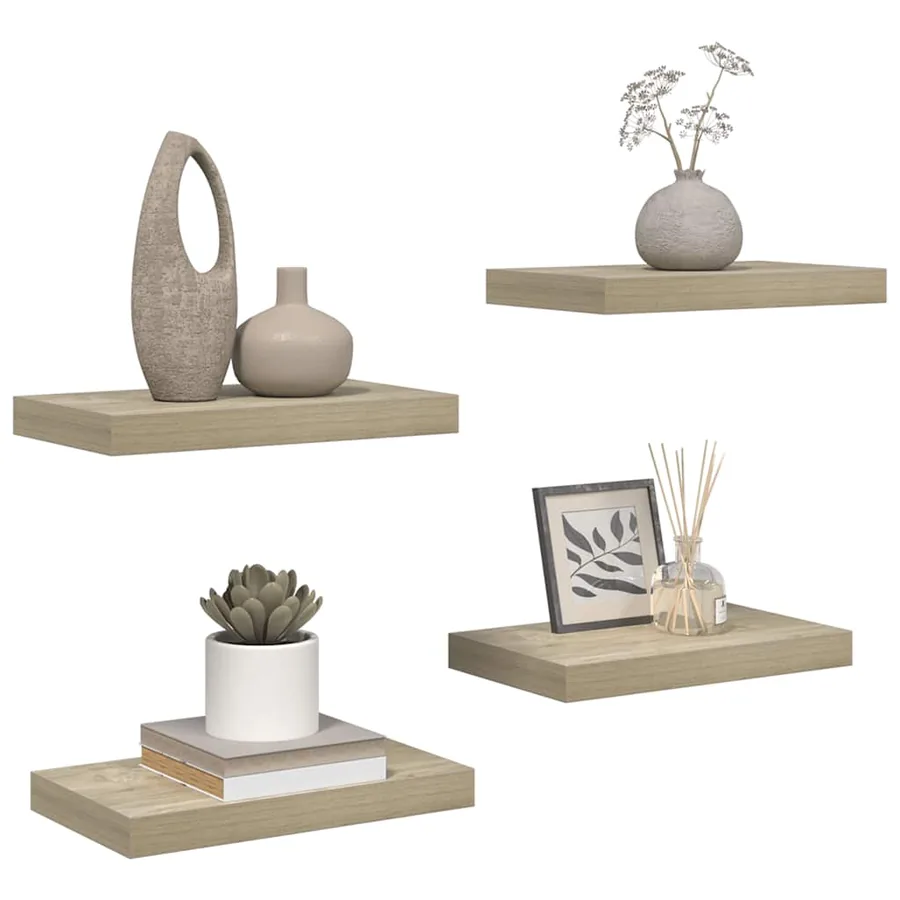 Étagères murales flottantes 4 pcs chêne 40x23,5x3,8 cm MDF - 5