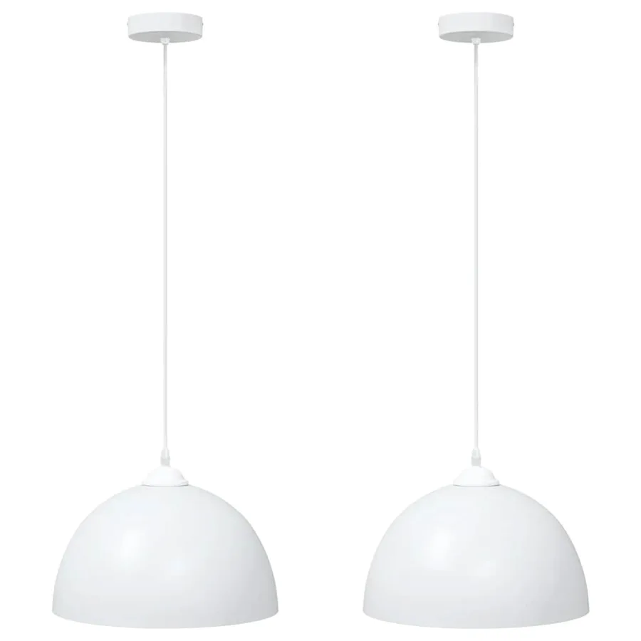 Lampes suspendues 2 pcs hauteur réglable E27 blanc Ø 30cm métal - 2