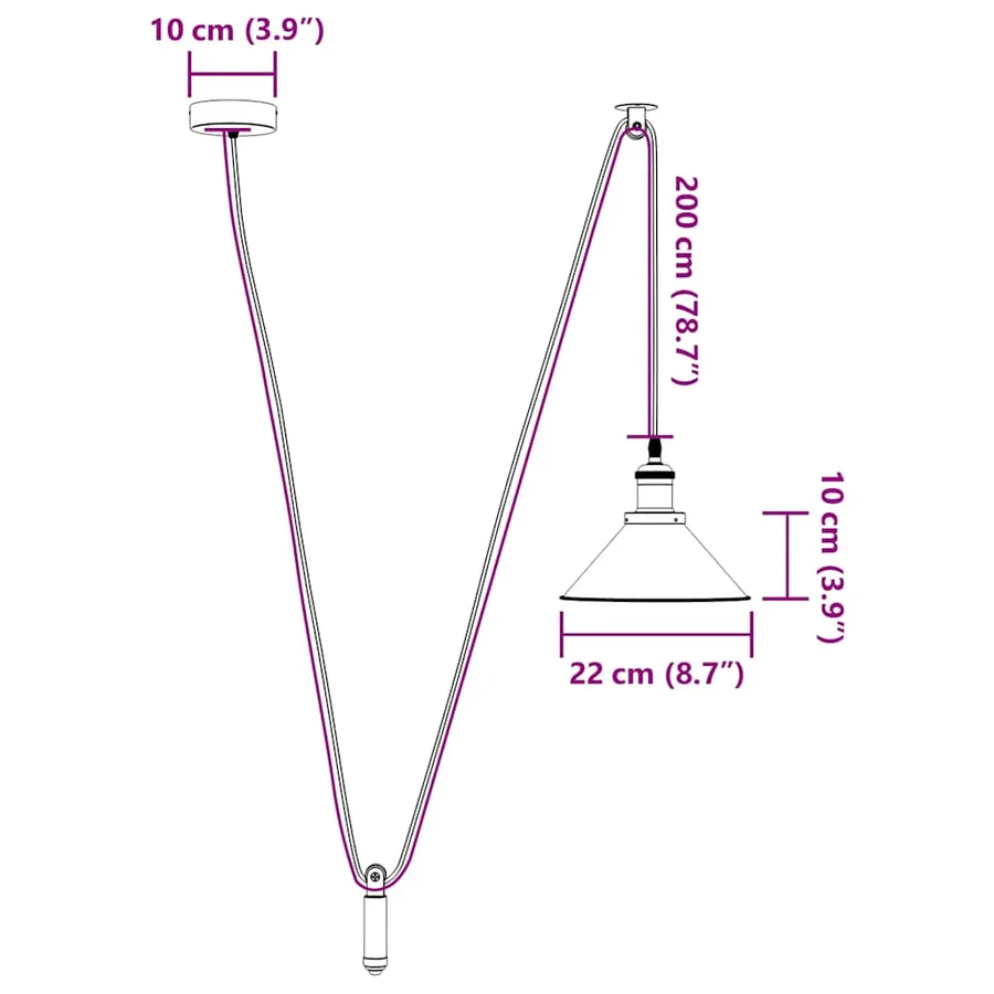 Lampe suspendue réglable hauteur E27 gris brillant Ø 22cm métal - 11