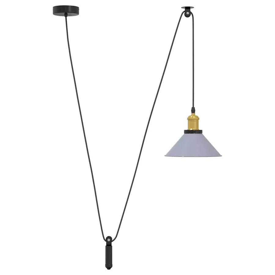 Lampe suspendue réglable hauteur E27 gris brillant Ø 22cm métal - 2
