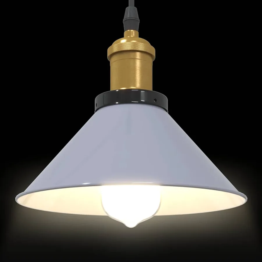 Lampe suspendue réglable hauteur E27 gris brillant Ø 22cm métal - 6