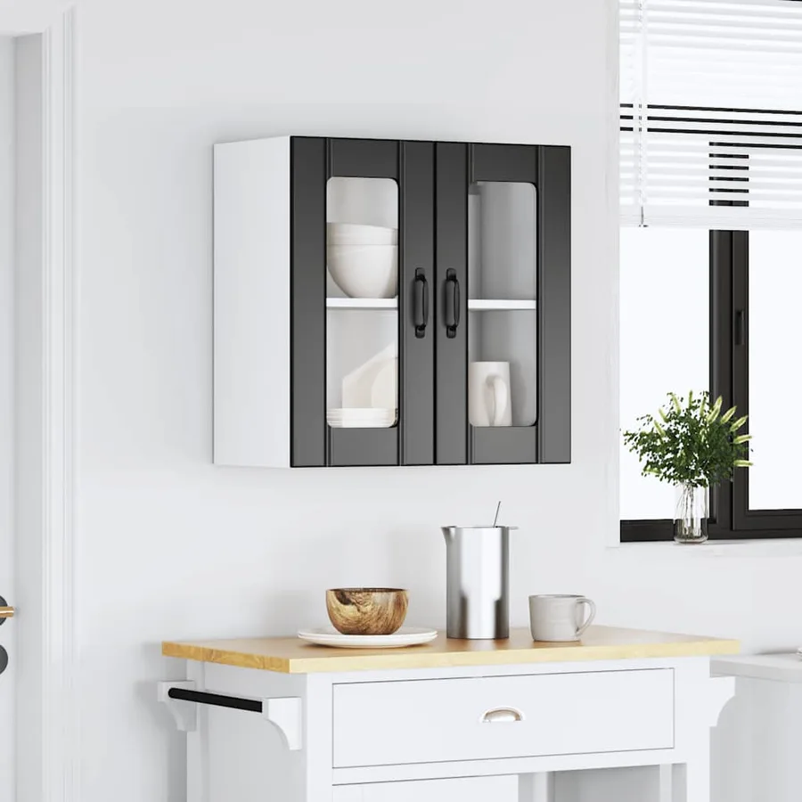 Armoire murale de cuisine avec porte en verre Lucca noir - 3
