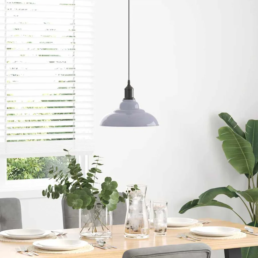 Lampe suspendue réglable hauteur E27 gris brillant Ø 31cm métal - 3