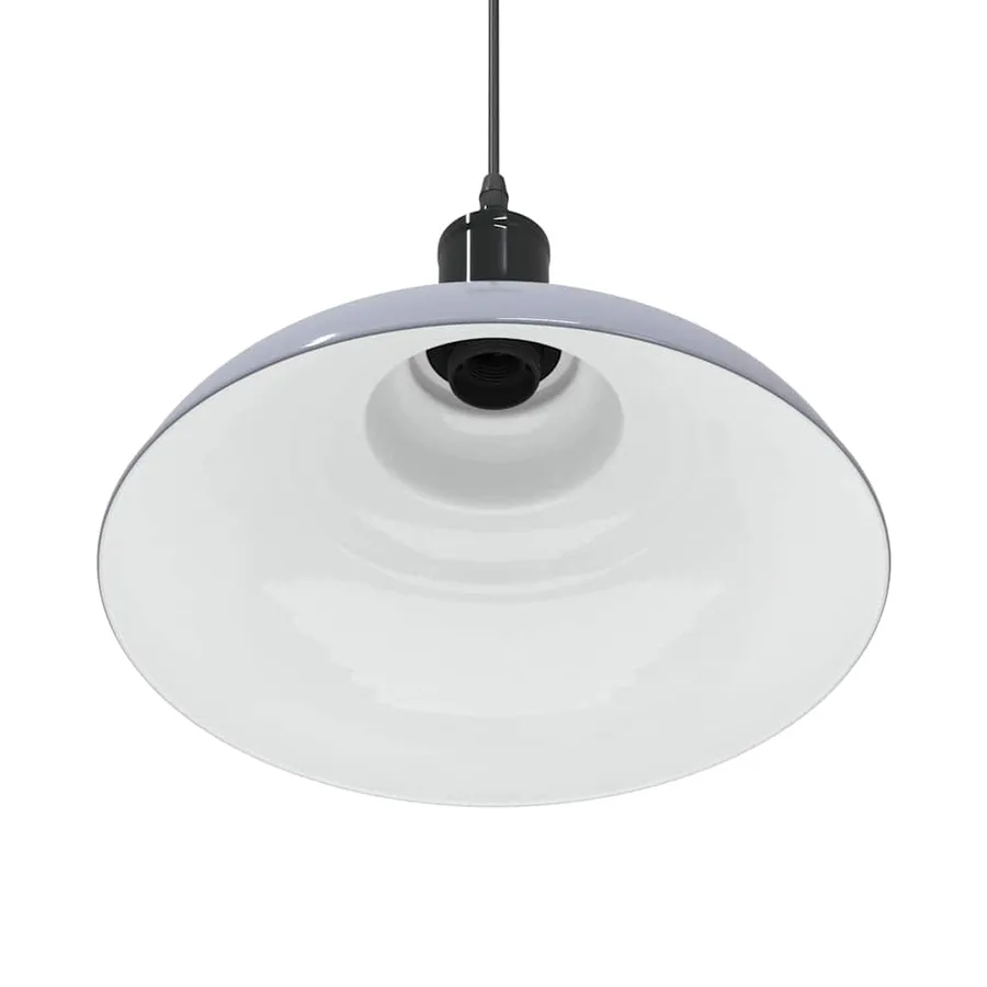 Lampe suspendue réglable hauteur E27 gris brillant Ø 31cm métal - 9