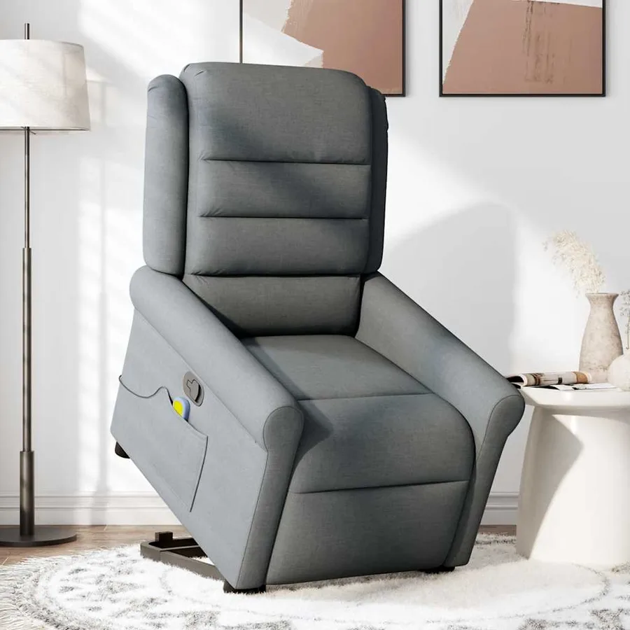 Fauteuil de massage inclinable Gris foncé Tissu - 3