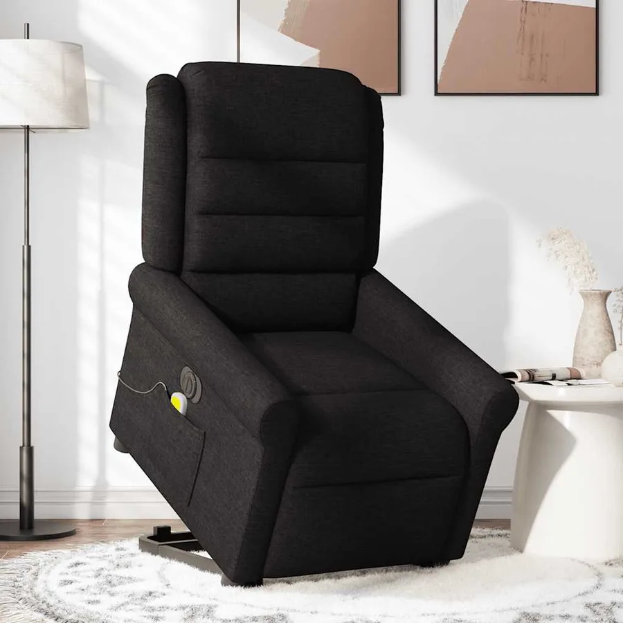 Fauteuil inclinable de massage électrique Noir Tissu - 3