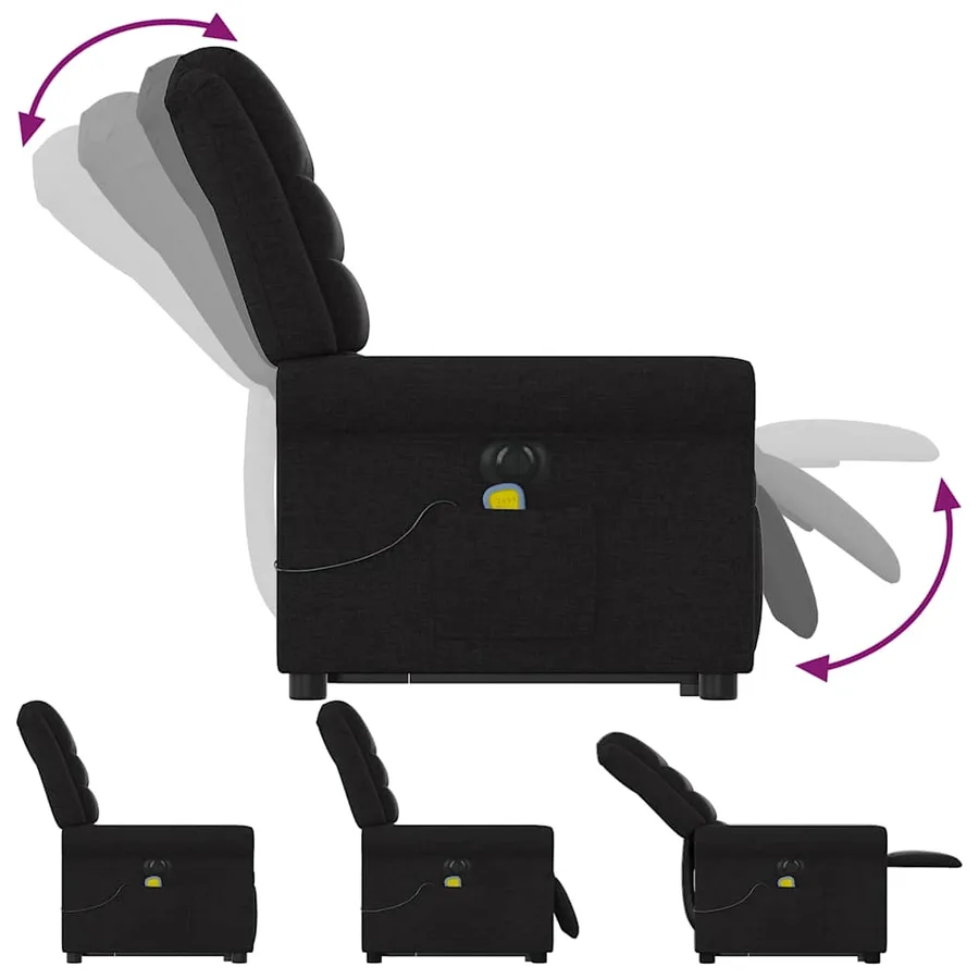 Fauteuil inclinable de massage électrique Noir Tissu - 8