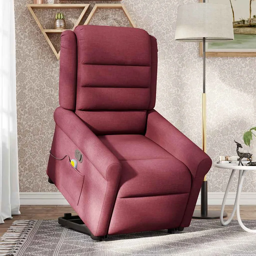 Fauteuil inclinable de massage Rouge bordeaux Tissu - 3