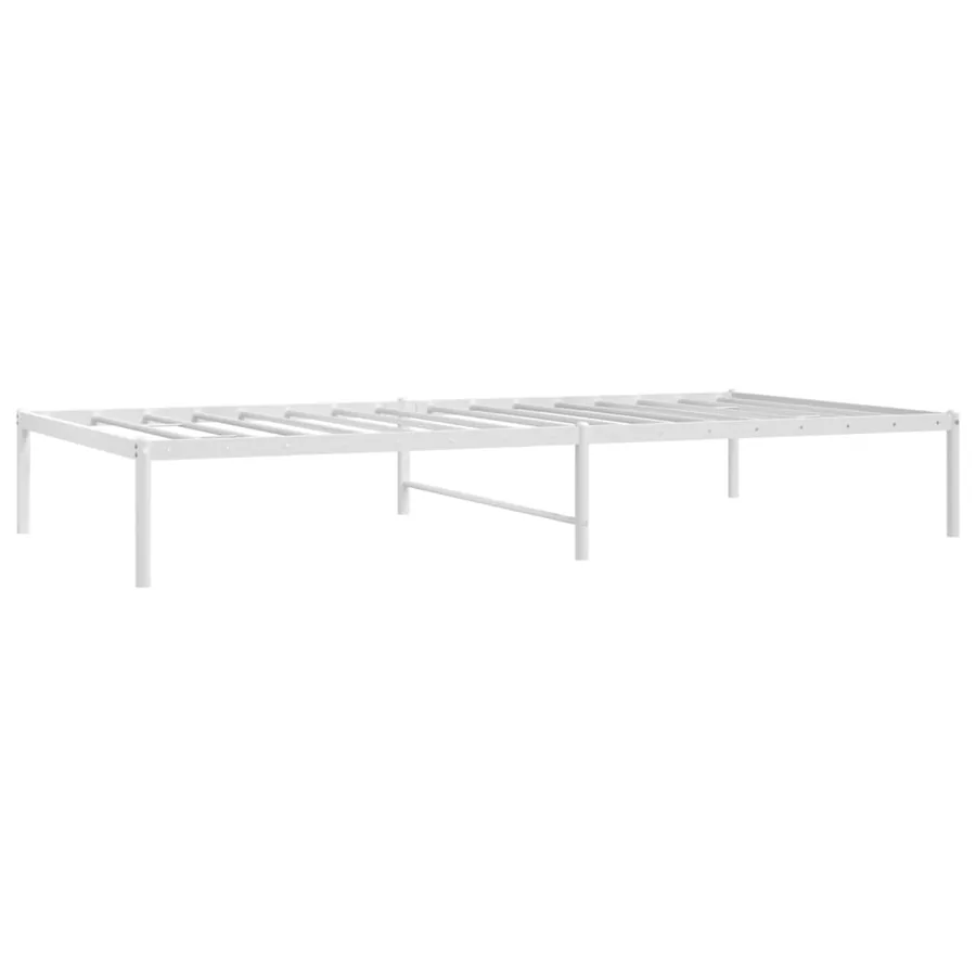Cadre de lit métal sans matelas blanc 100x200 cm - 3