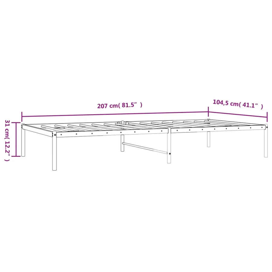 Cadre de lit métal sans matelas blanc 100x200 cm - 7