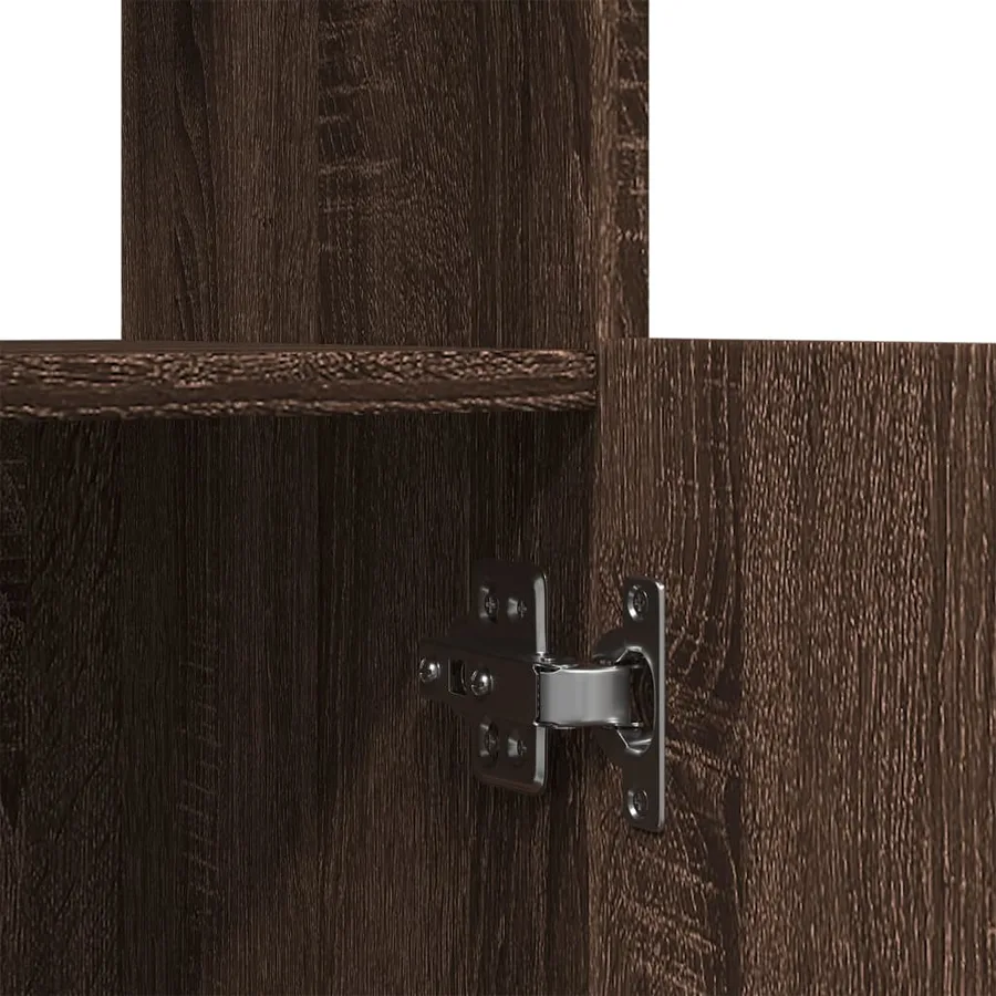 Buffet haut chêne marron 92x33x140 cm bois d'ingénierie - 10