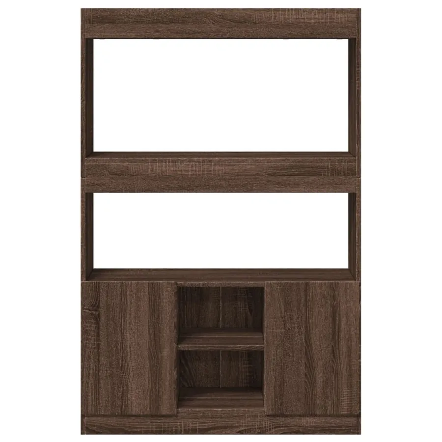 Buffet haut chêne marron 92x33x140 cm bois d'ingénierie - 5
