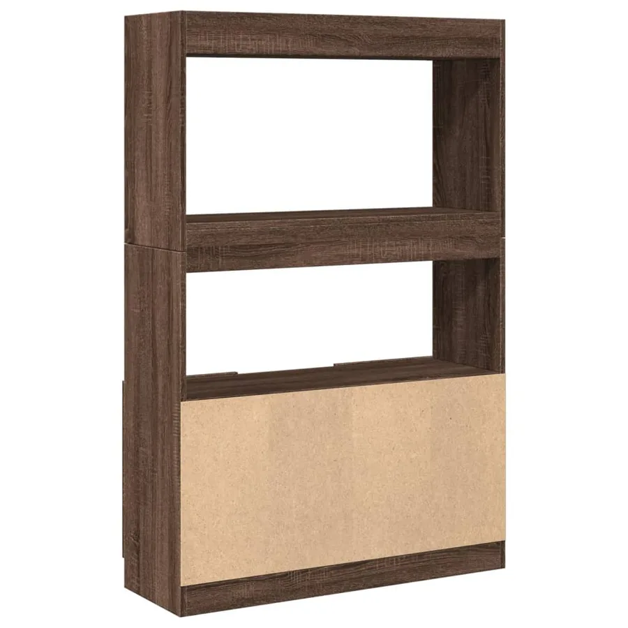 Buffet haut chêne marron 92x33x140 cm bois d'ingénierie - 7