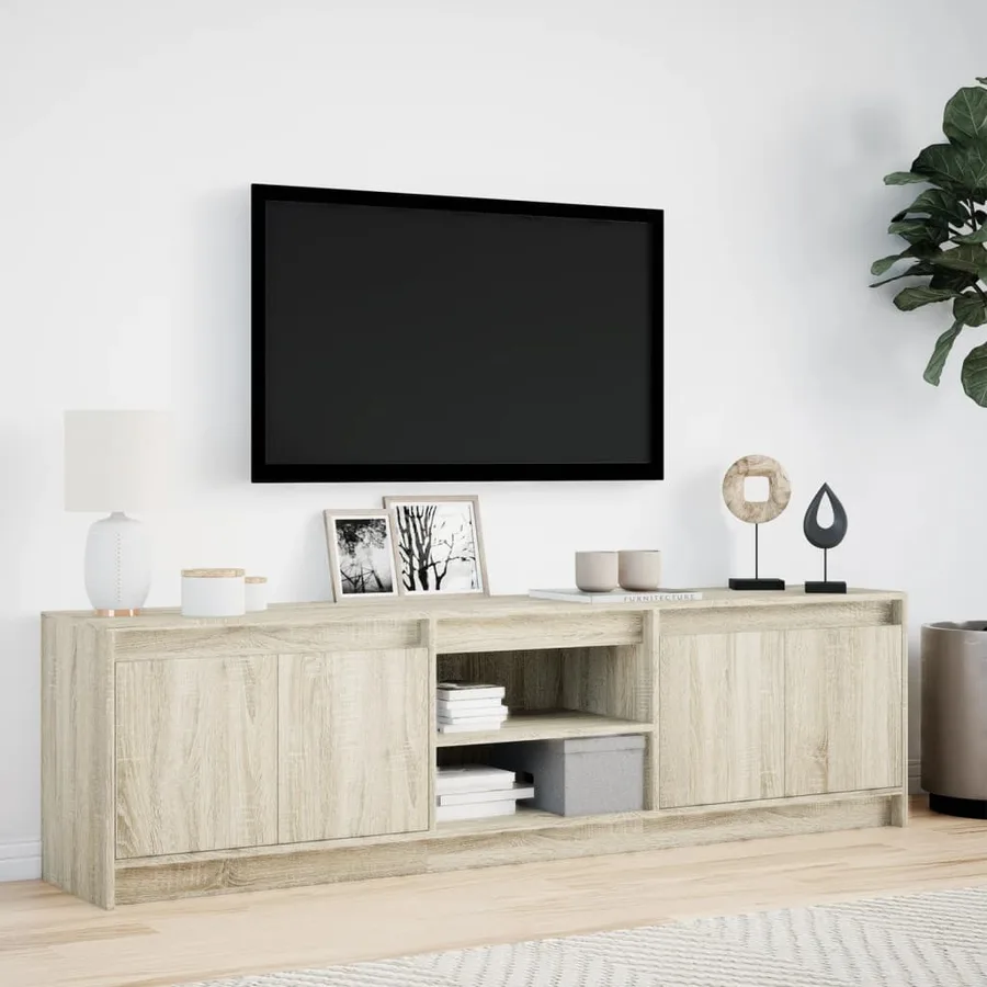 Meuble TV avec LED chêne sonoma 180x34x50 cm bois d'ingénierie - 4