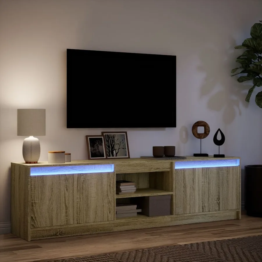 Meuble TV avec LED chêne sonoma 180x34x50 cm bois d'ingénierie - 5