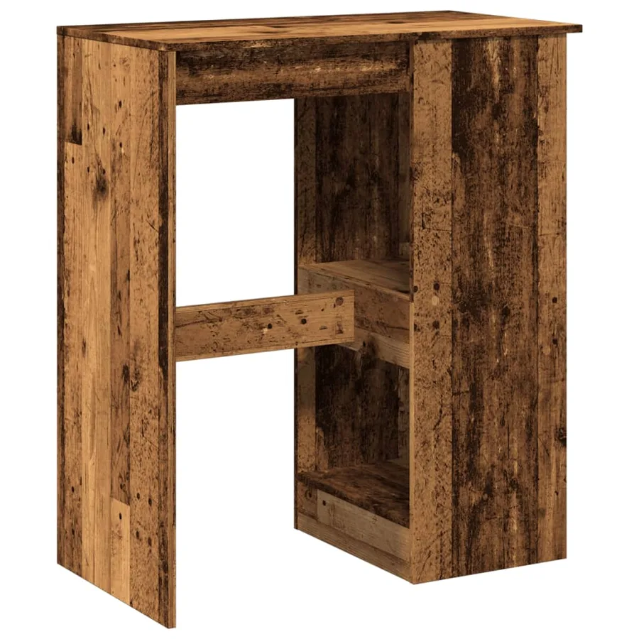Table de bar avec étagères vieux bois bois d'ingénierie - 6