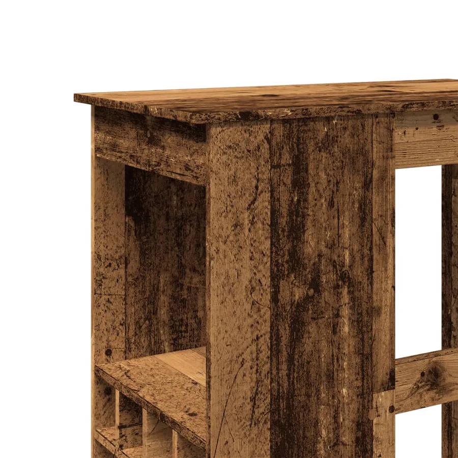 Table de bar avec étagères vieux bois bois d'ingénierie - 7