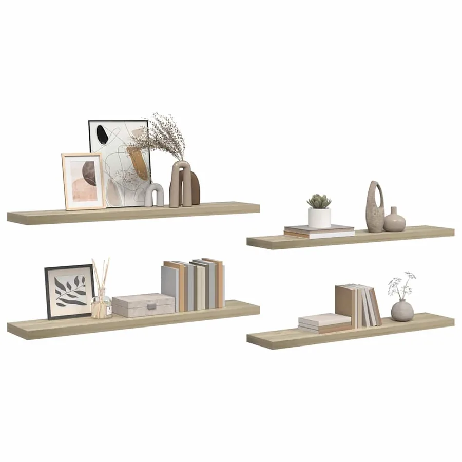 Étagères murales flottantes 4 pcs chêne 120x23,5x3,8 cm MDF - 5