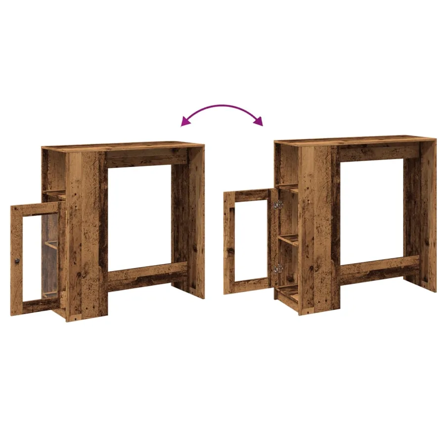 Table de bar avec étagères vieux bois bois d'ingénierie - 8