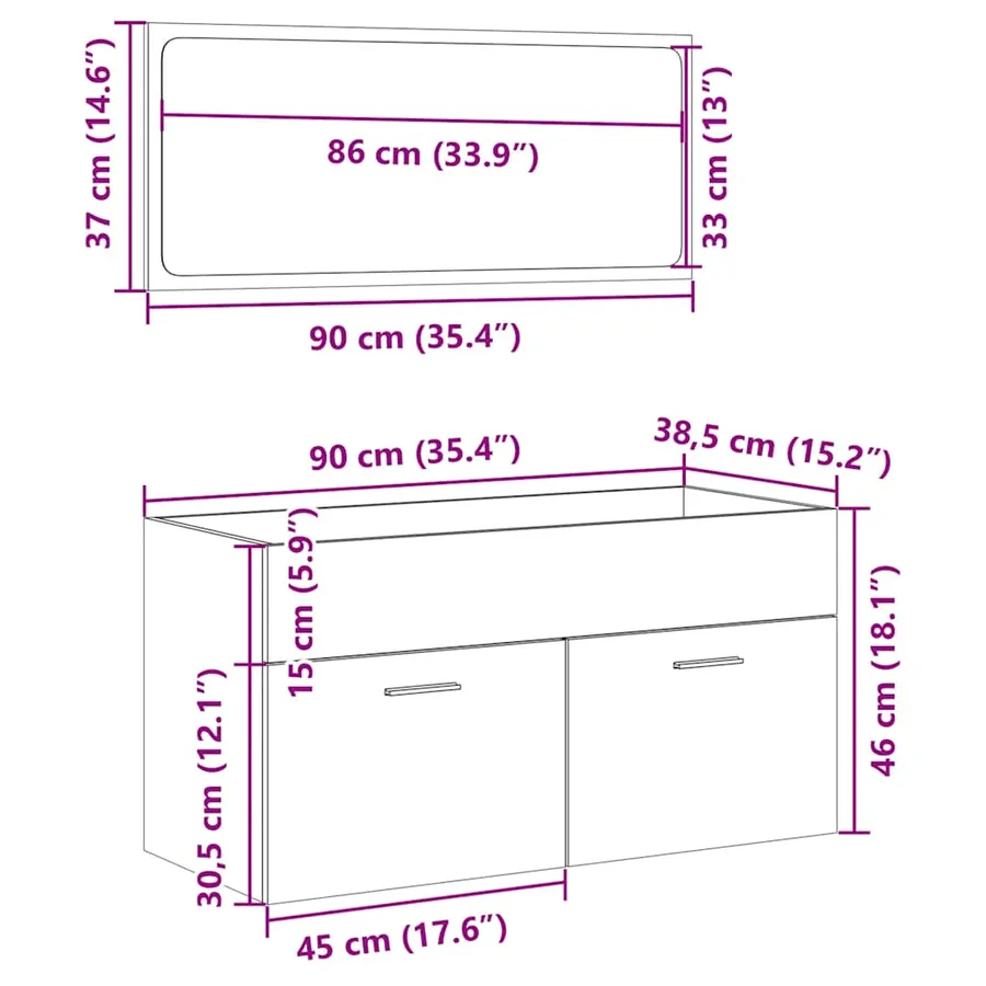 Ensemble de meubles de salle de bain 2 pcs chêne sonoma - 12
