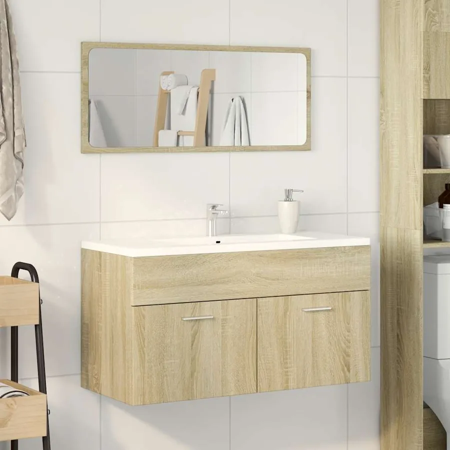 Ensemble de meubles de salle de bain 2 pcs chêne sonoma - 3