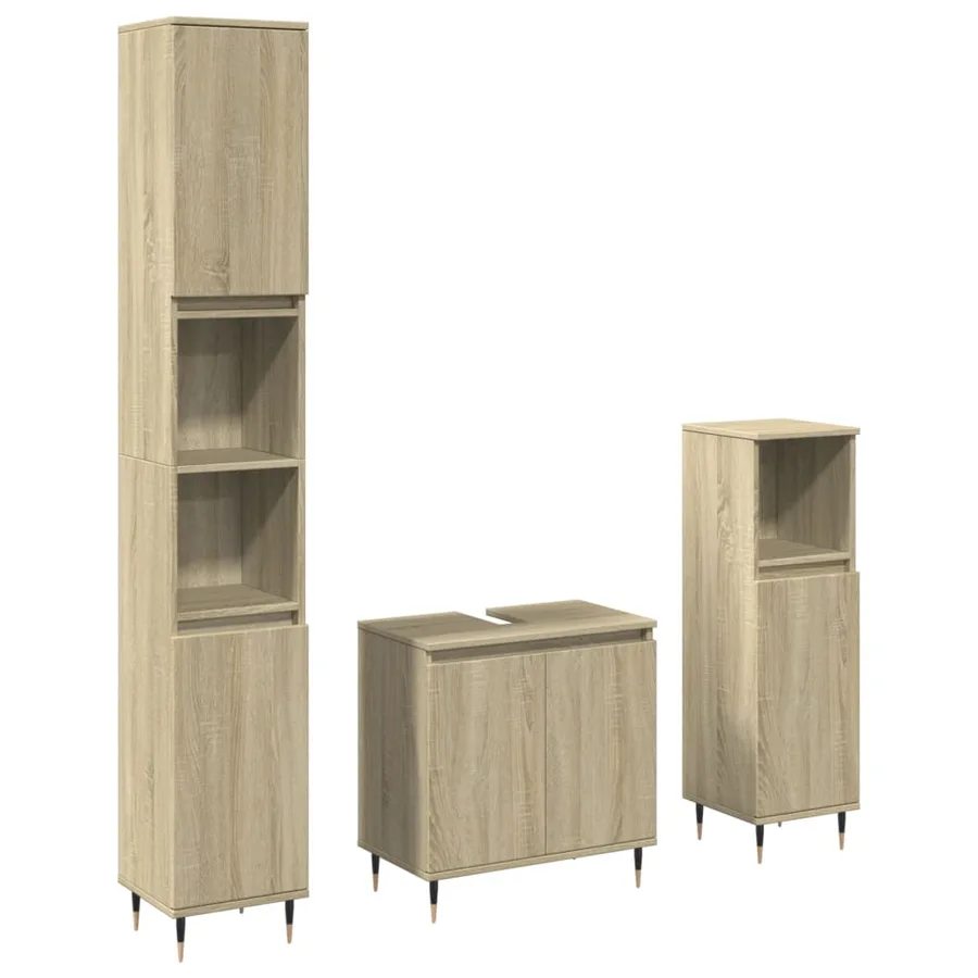 Ensemble de meubles de salle de bain 3 pcs chêne sonoma - 2