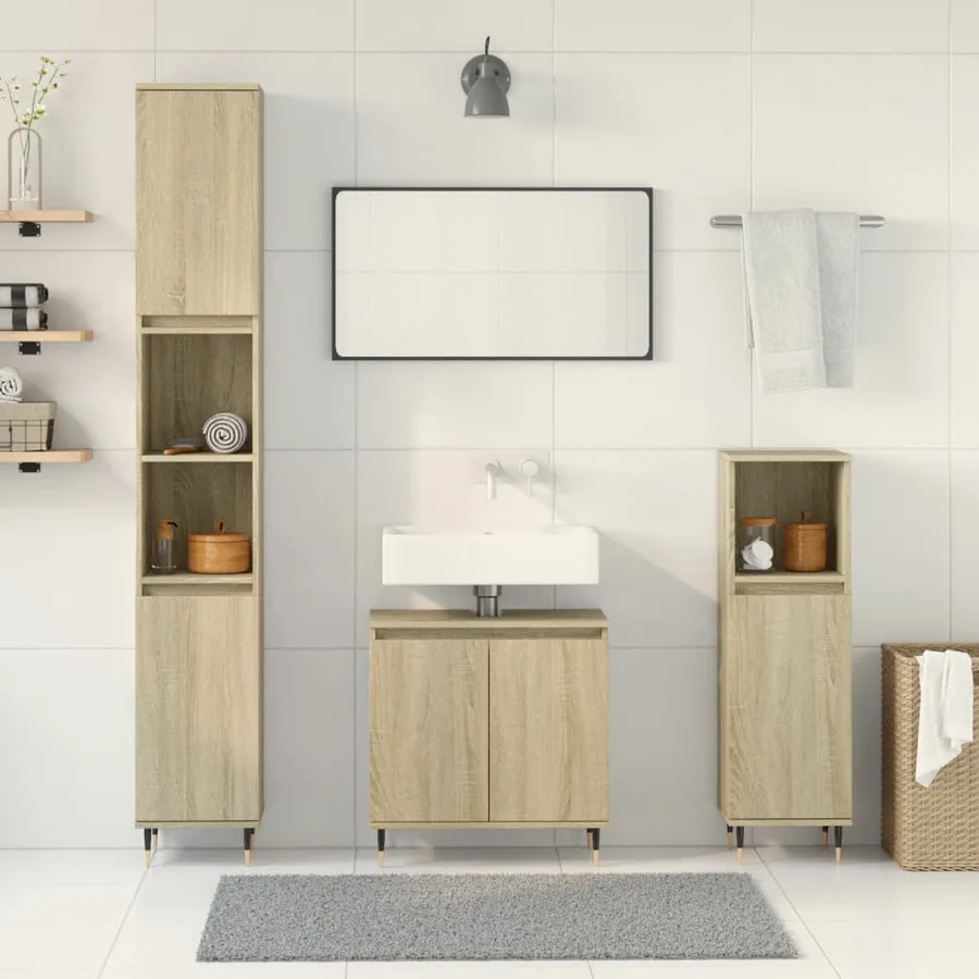 Ensemble de meubles de salle de bain 3 pcs chêne sonoma - 3