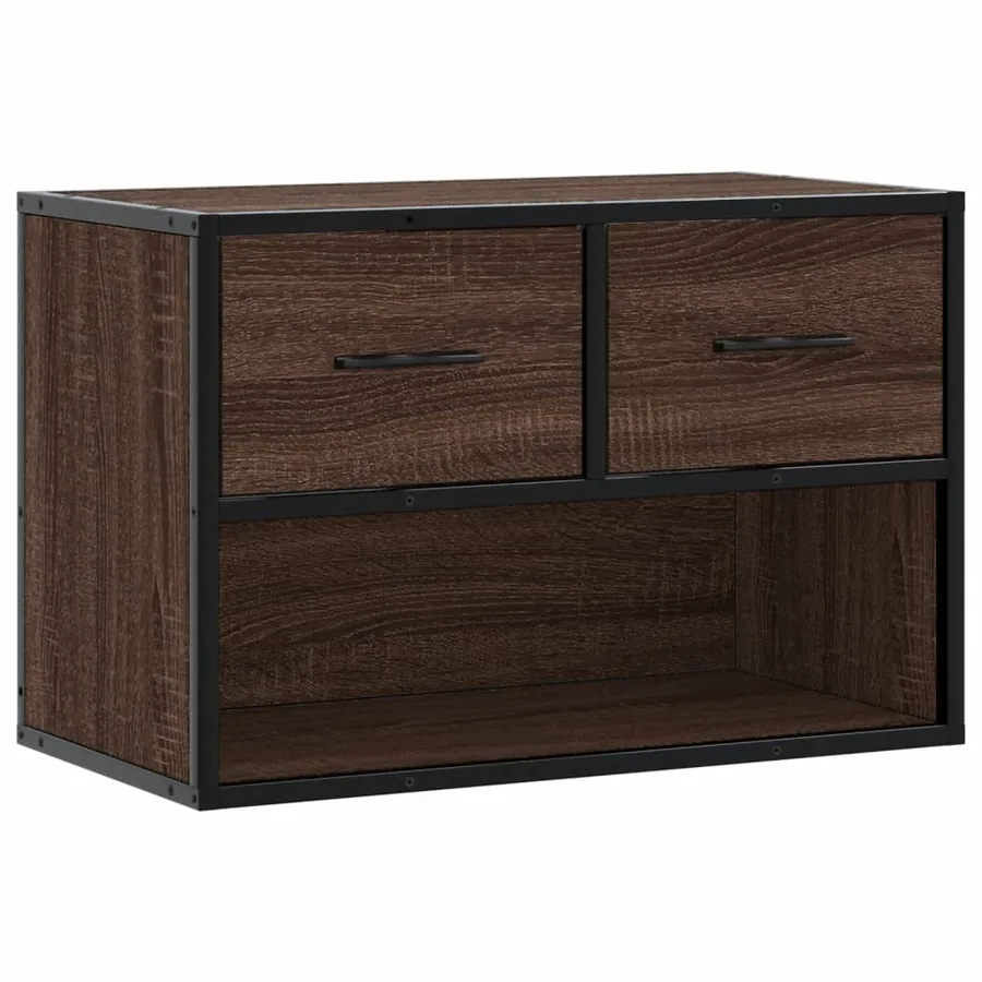 Meuble TV chêne brun 60x31x39,5 cm bois d'ingénierie et métal - 2
