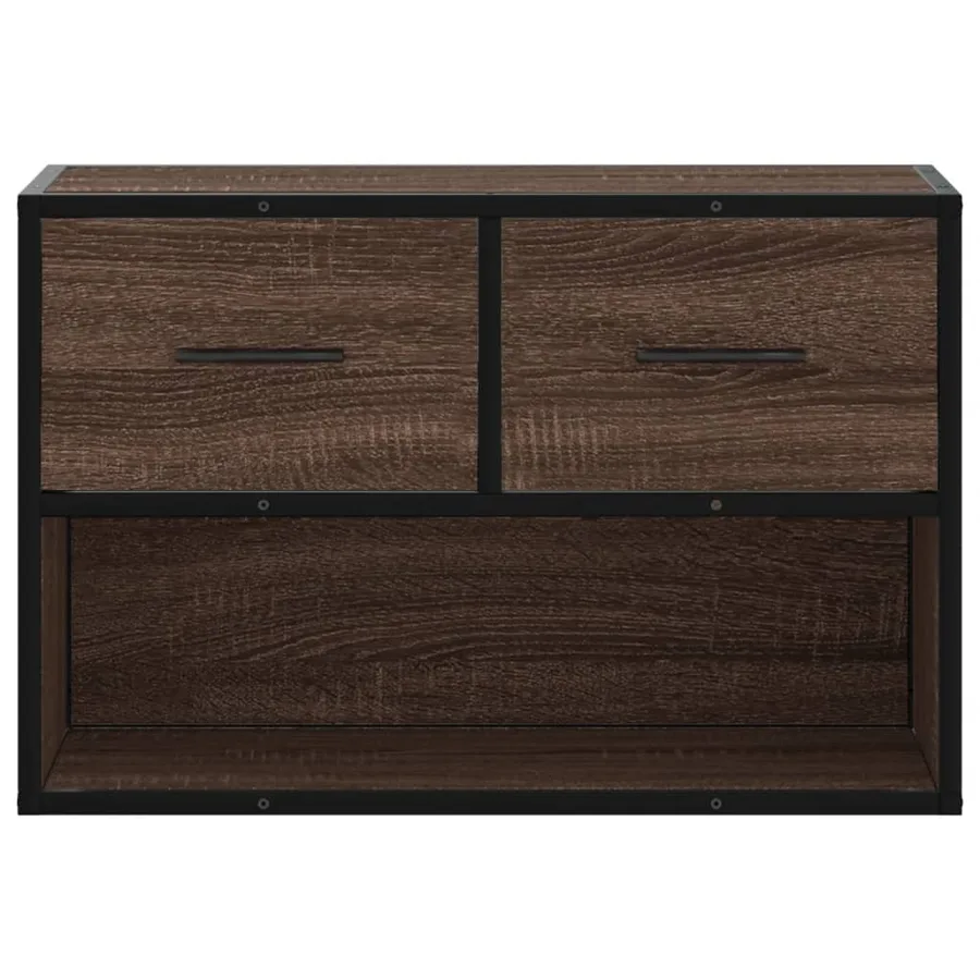 Meuble TV chêne brun 60x31x39,5 cm bois d'ingénierie et métal - 4