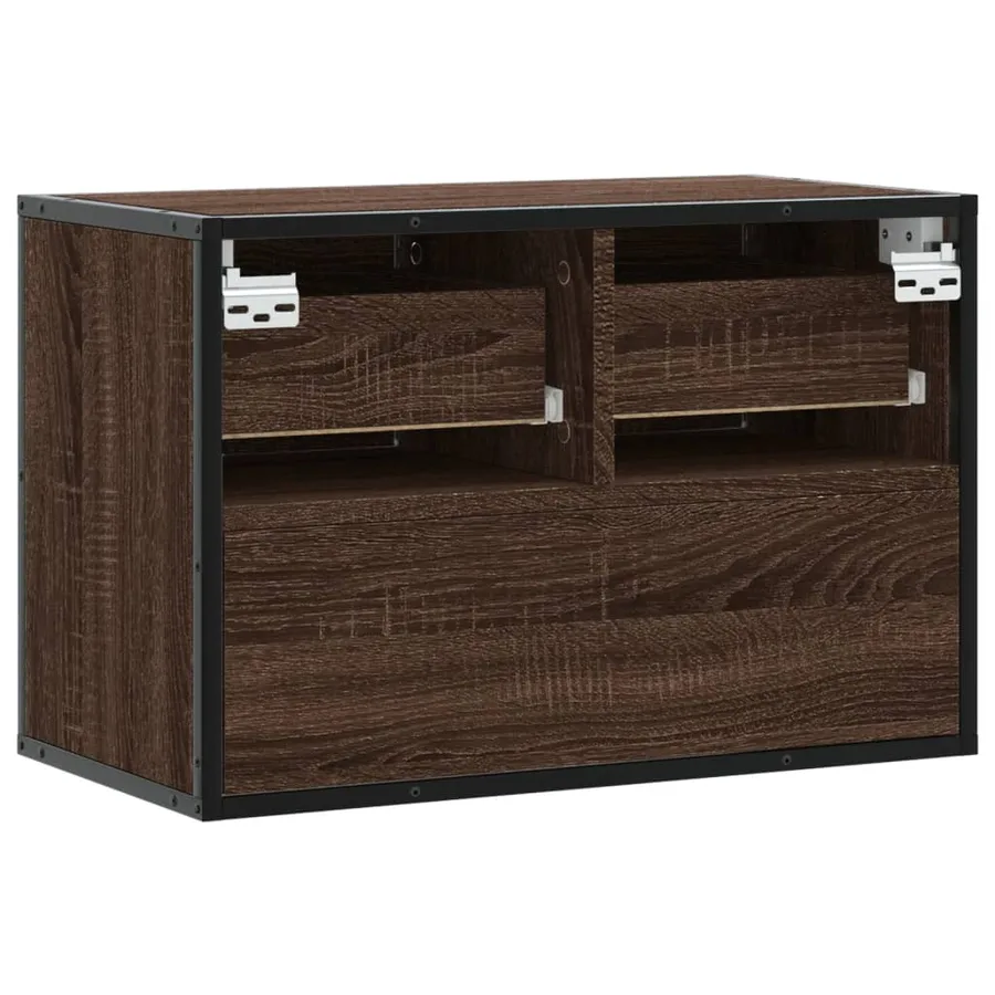 Meuble TV chêne brun 60x31x39,5 cm bois d'ingénierie et métal - 6