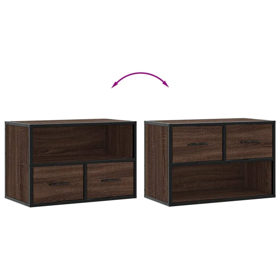 Meuble TV chêne brun 60x31x39,5 cm bois d'ingénierie et métal - 7