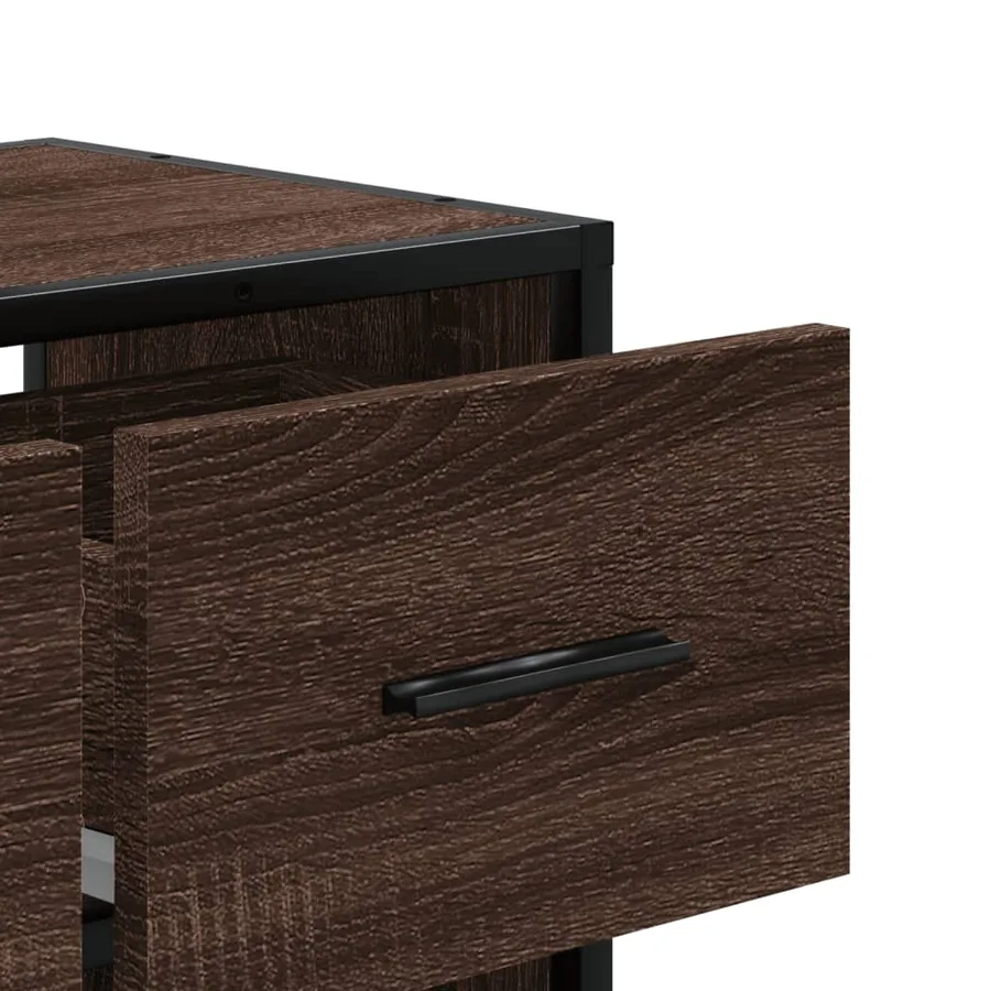 Meuble TV chêne brun 60x31x39,5 cm bois d'ingénierie et métal - 8