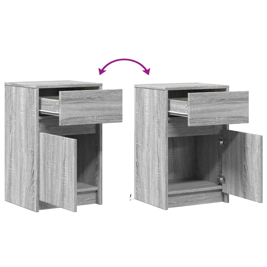 Armoires de chevet et lumières LED 2 pcs sonoma gris - 10