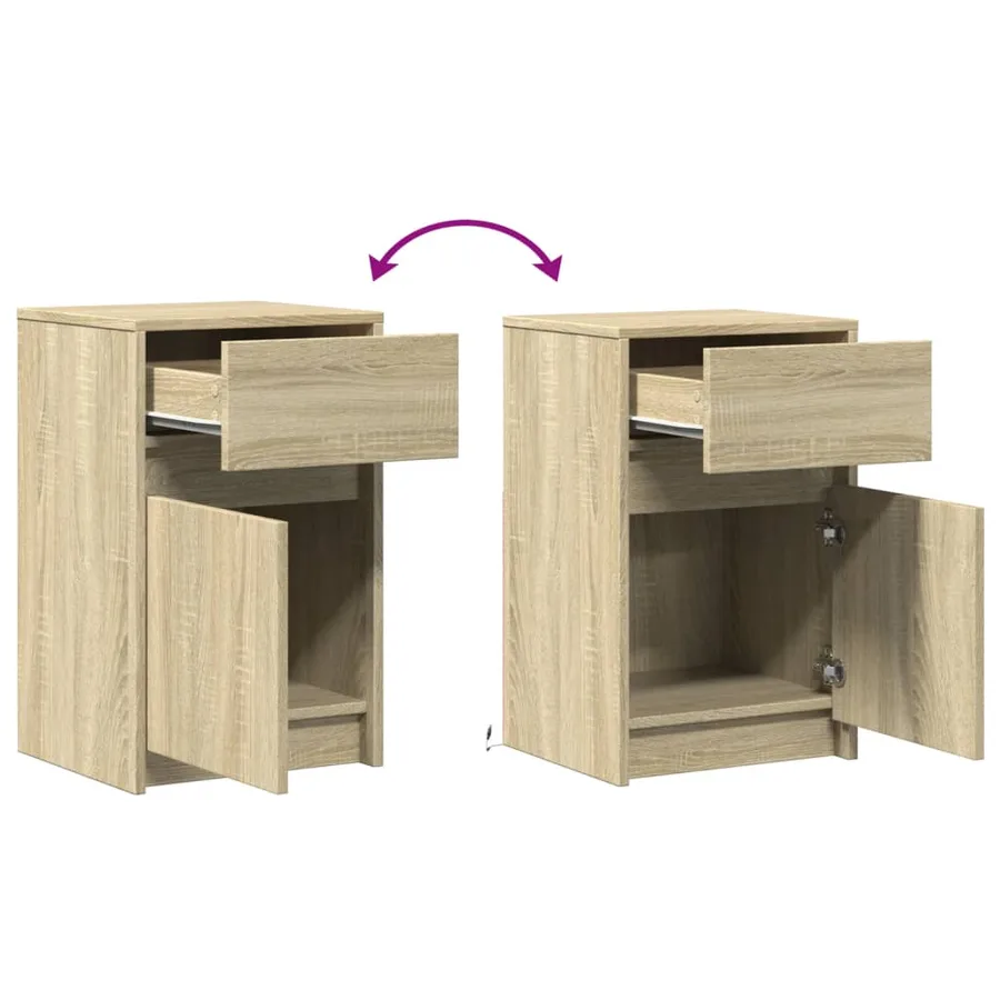 Armoire de chevet avec lumières LED chêne sonoma - 10