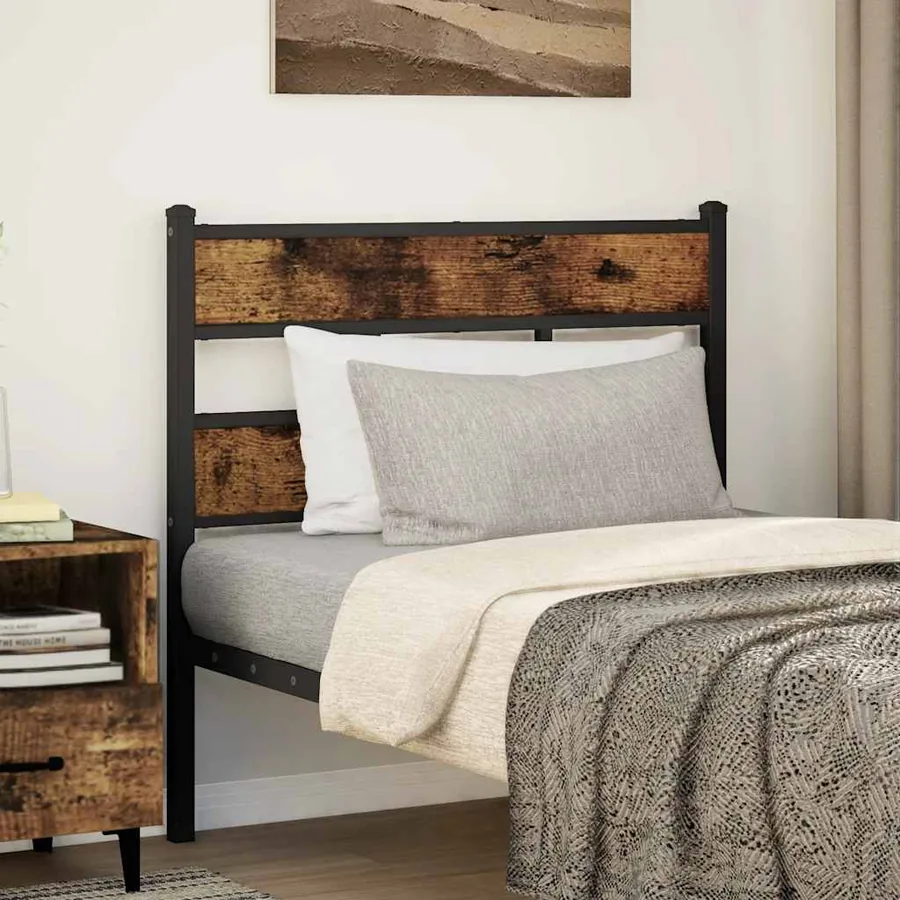 Tête de lit de remplacement chêne fumé 75 cm fer et bois d'ingénierie