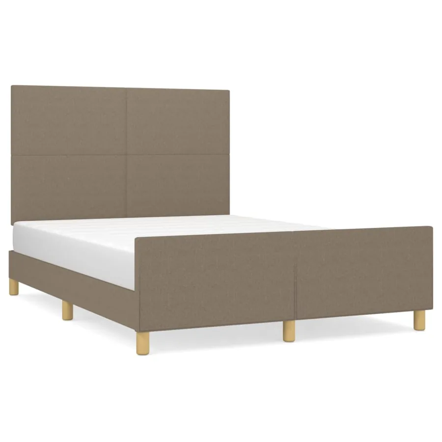 Cadre de lit sans matelas taupe 140x190 cm tissu - 2