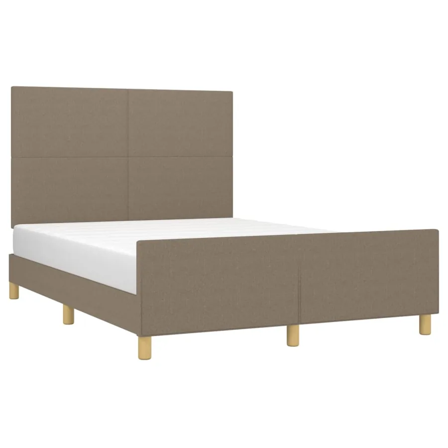 Cadre de lit sans matelas taupe 140x190 cm tissu - 3