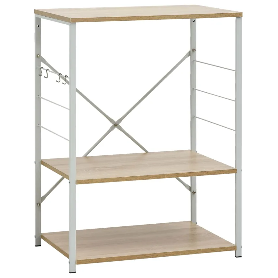 Armoire à micro-ondes Blanc et chêne 60x39,6x79,5 cm - 2